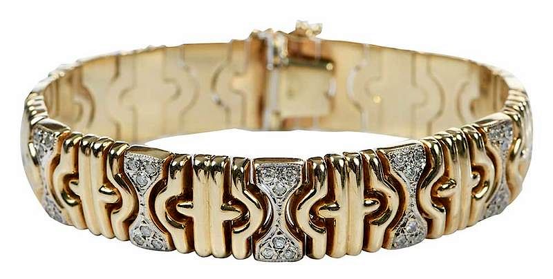 Appraisal: kt Diamond Bracelet Bulgari style round brilliant diamonds estimated total