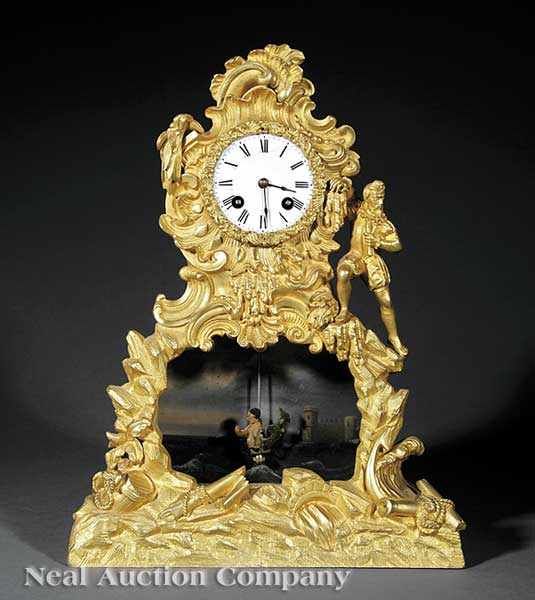 Appraisal: A Continental Gilt Bronze Figural Shipwreck Clock c porcelain dial