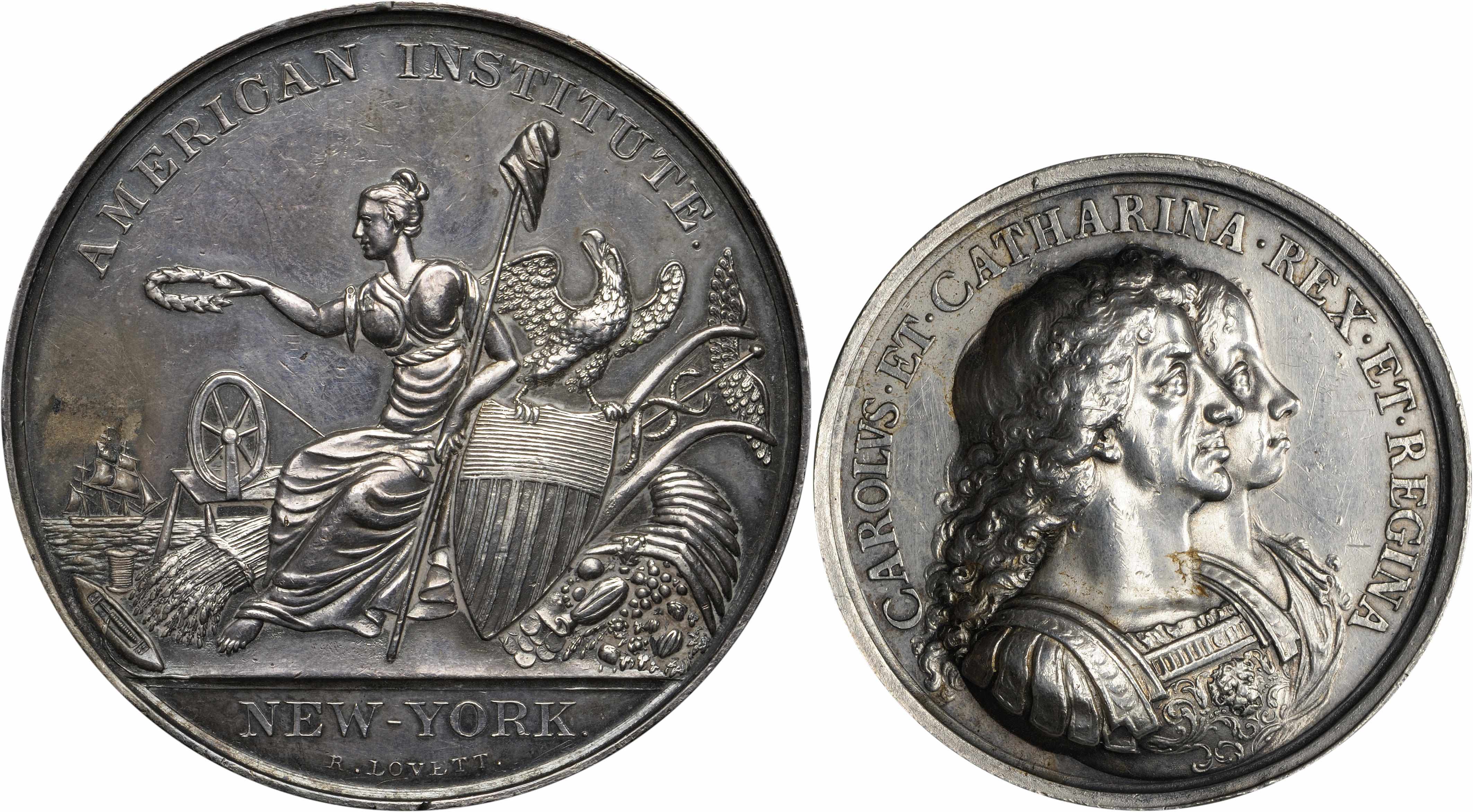 Appraisal: Silver Medal of the American Institute New York Seated figure