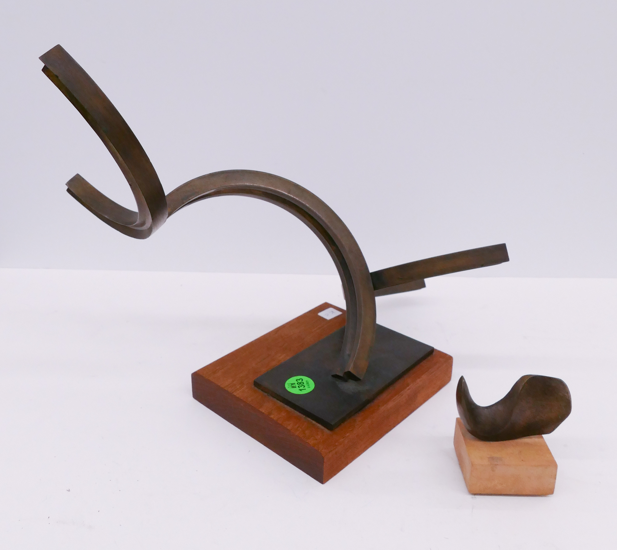 Appraisal: pc MCM Abstract Bronze Sculptures- '' and ''