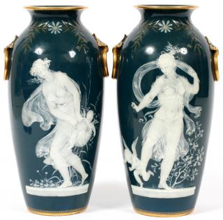 Appraisal: MINTONS PATE-SUR-PATE PORCELAIN VASES BY LOUIS SOLON C H DIA