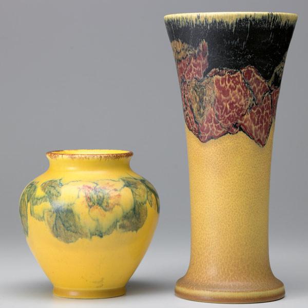 Appraisal: ROOKWOOD Two Decorated Mat vases by Sallie Coyne and C