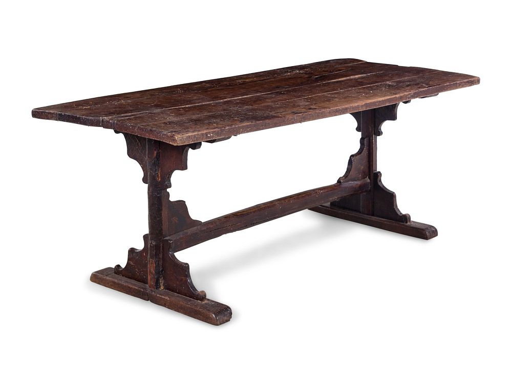 Appraisal: An Italian Renaissance Walnut Trestle Table An Italian Renaissance Walnut