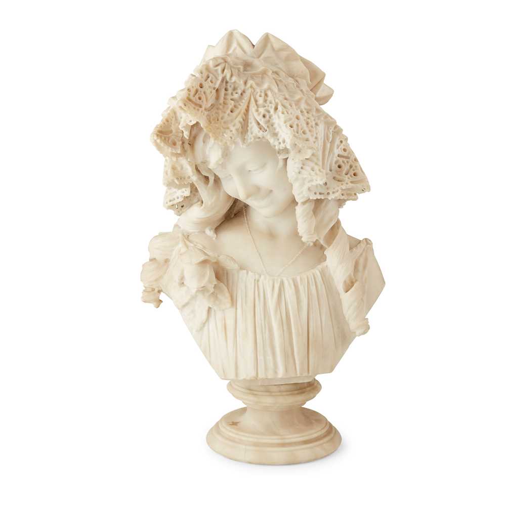 Appraisal: STUDIO OF ANTONIO FRILLI ITALIAN FL - CARVED ALABASTER BUST