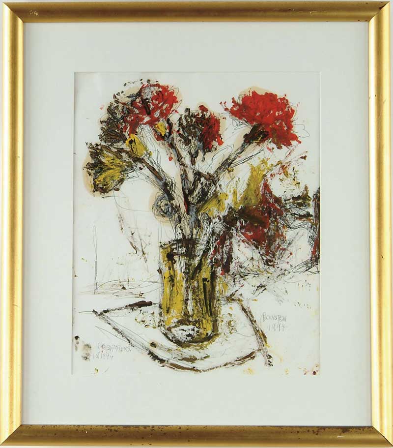 Appraisal: THERESA FERBER BERNSTEIN American - CARNATIONS Mixed media on paper