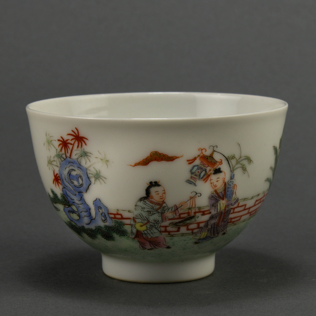 Appraisal: CHINESE FAMILLE ROSE ENAMEL 'BOYS' CUP Chinese famille rose enamel