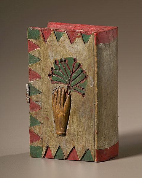 Appraisal: BOOK FORM GUM BOX American ca A hand carved wood