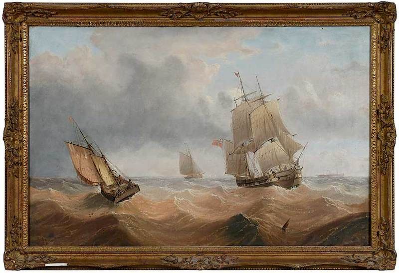 Appraisal: Follower of Henry Redmore British Shipping in Rough Seas bearing