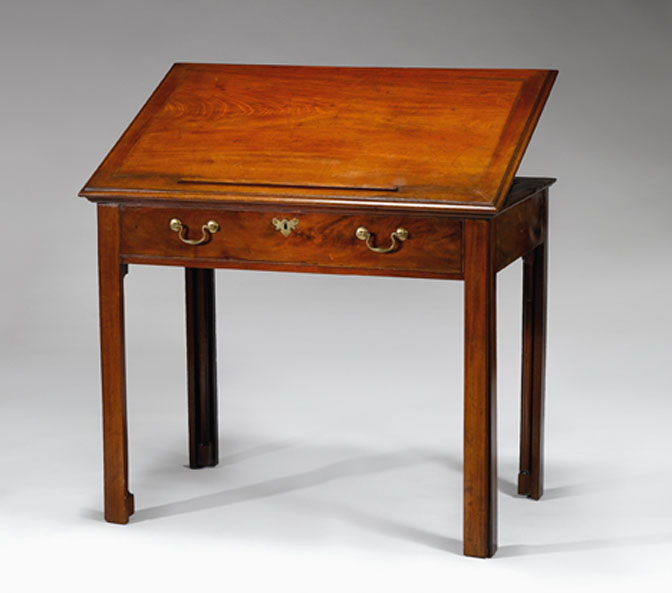 Appraisal: George III mahogany architect's desk late th century The hinged