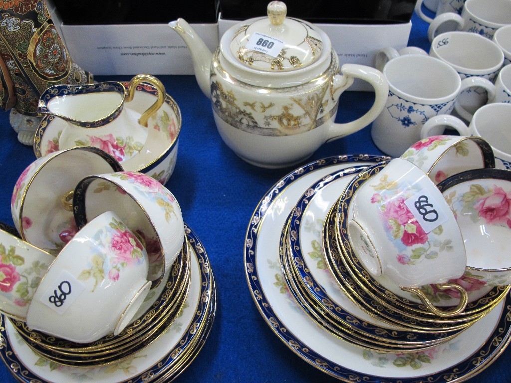 Appraisal: Royal Albert Rose decorated teaset and a Noritake teapot