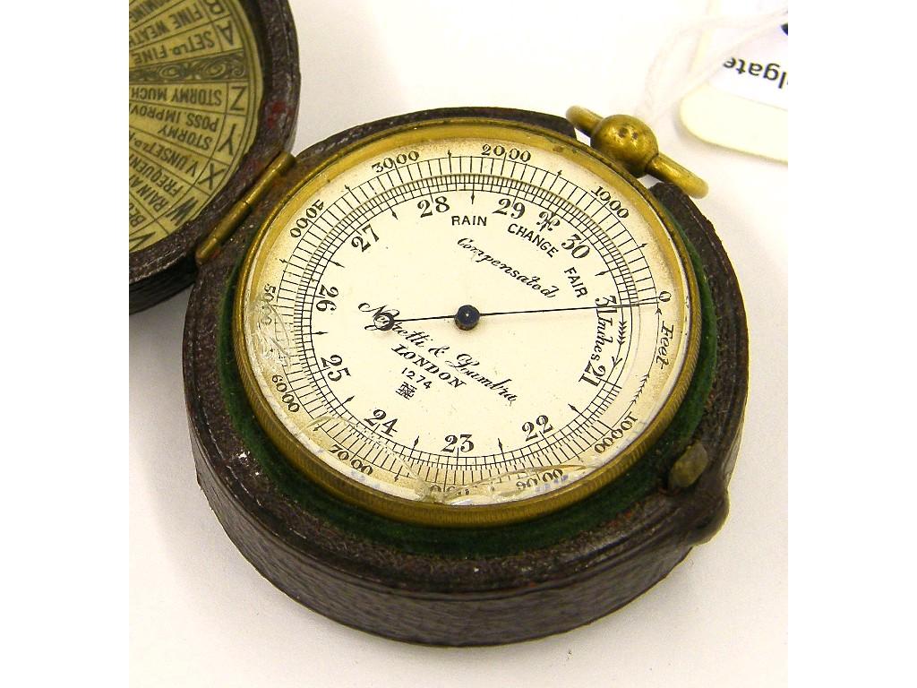 Appraisal: Gilt brass pocket barometer altimeter by Negretti Zambra no within