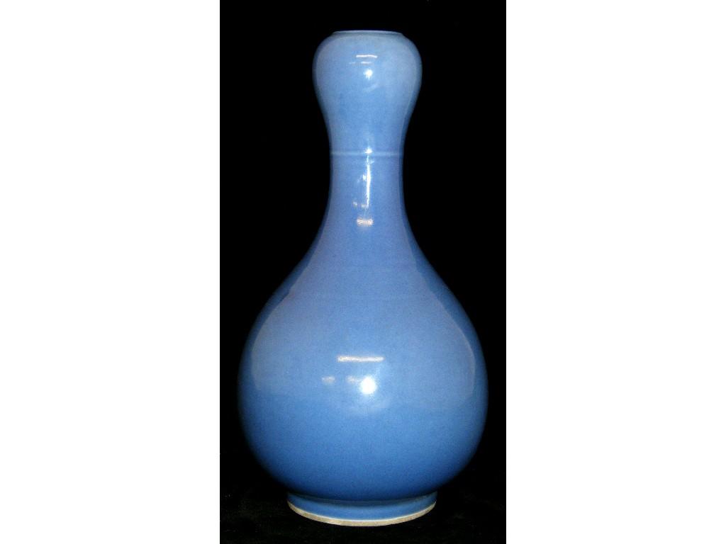 Appraisal: Chinese pale blue glaze porcelain bottle vase with a bulbous