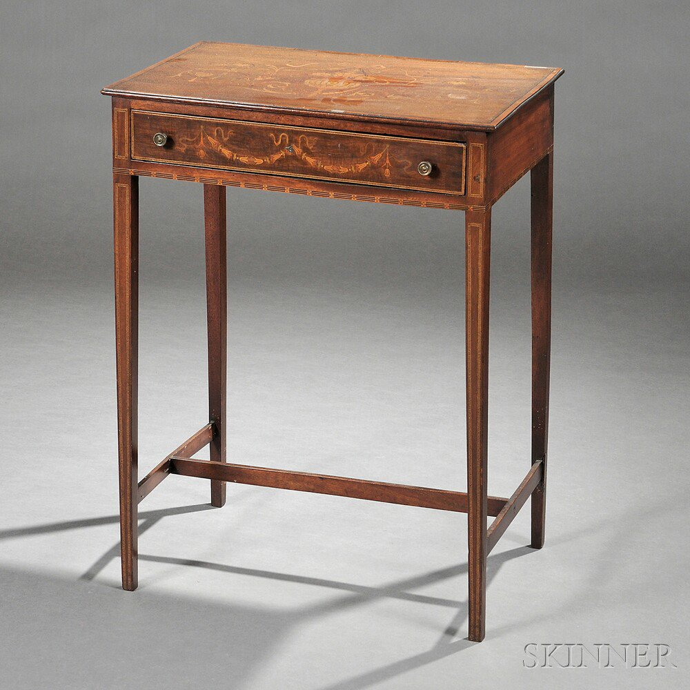 Appraisal: Edwardian Mahogany-veneered Side Table England early th century top inlaid