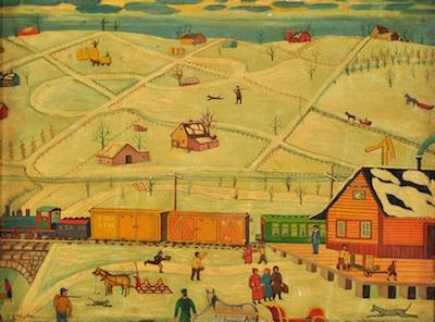 Appraisal: American School Late th-Early th Century Winter landscape with Menfis