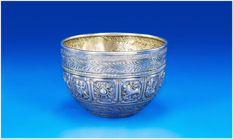 Appraisal: Victorian Silver Bowl With All Over Foliate Decoration And Embossed