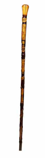 Appraisal: GAR Hand-Carved Folk Art Cane Hand-carved cane in ln in