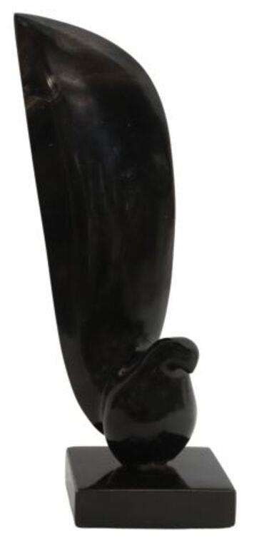 Appraisal: Carved black marble sculpture Bird unsigned on a square plinth