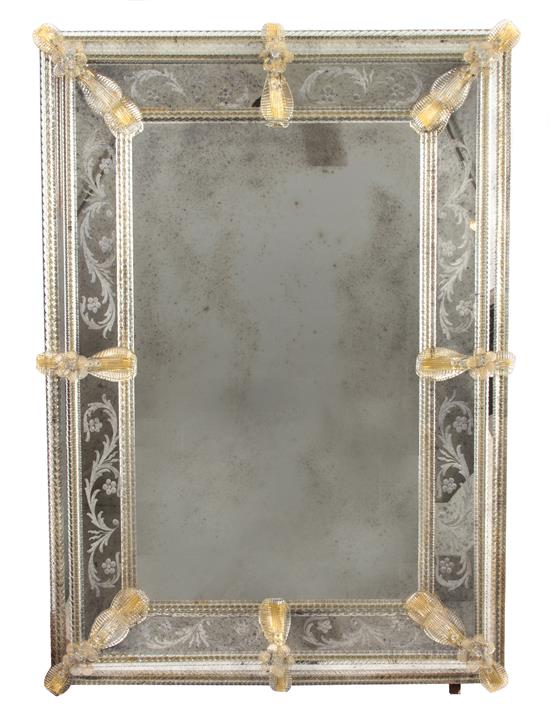 Appraisal: Sale Lot A Venetian Etched Glass Mirror th century x