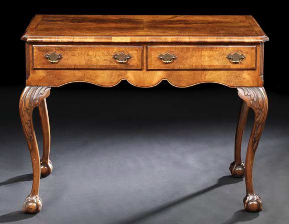 Appraisal: George III-Style Walnut and Fruitwood Side Table early th century