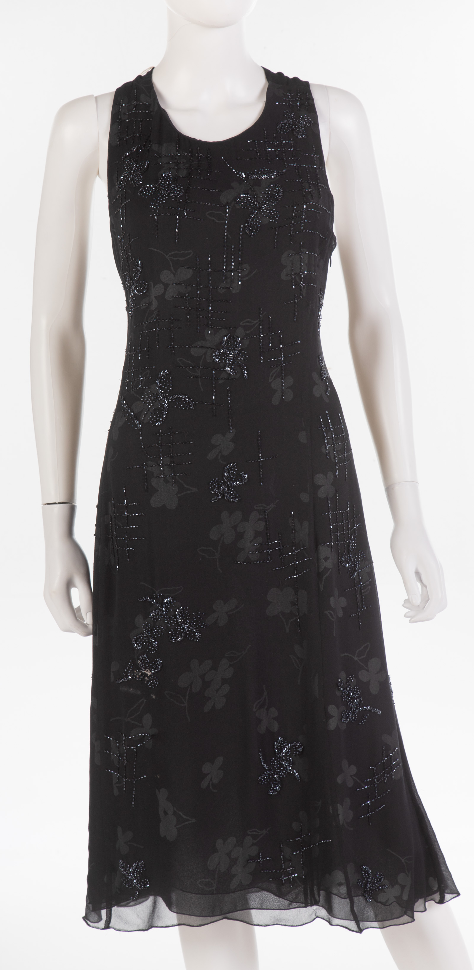 Appraisal: ARMANI COLLEZIONI BLACK BEADED DRESS Cutout back Italian size