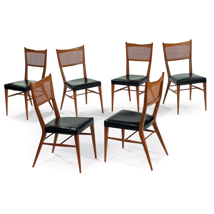 Appraisal: Paul McCobb Connoisseur Collection dining chairs six walnut wood frames