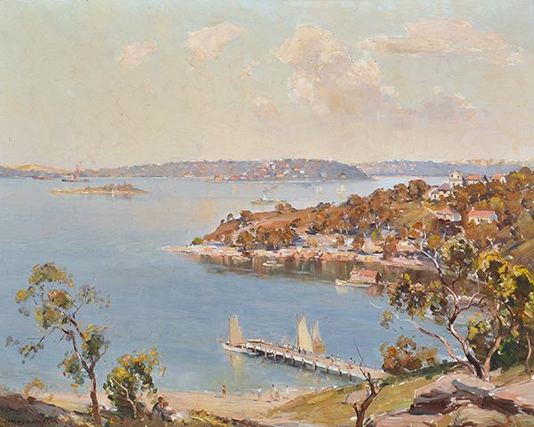 Appraisal: JAMES R JACKSON - Sydney Harbour through Clifton Gardens oil