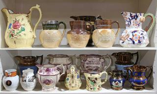 Appraisal: lot of English lustreware and other pottery jugs including some