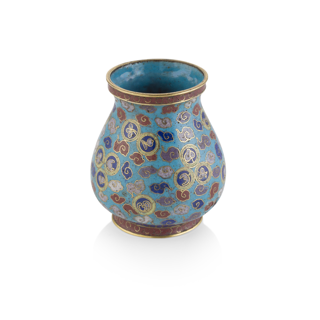 Appraisal: SMALL CLOISONN ENAMEL VASE QING DYNASTY LATE TH CENTURY of