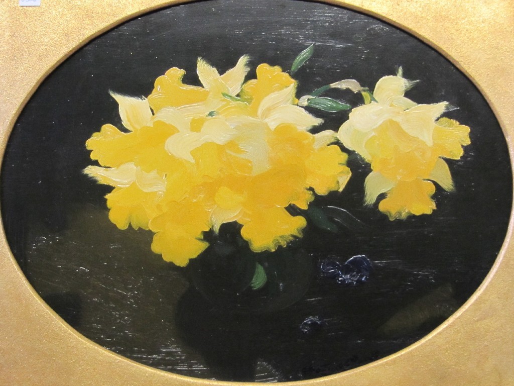 Appraisal: JAMES STUART PARK - YELLOW DAFFODILS Oil on canvas signed