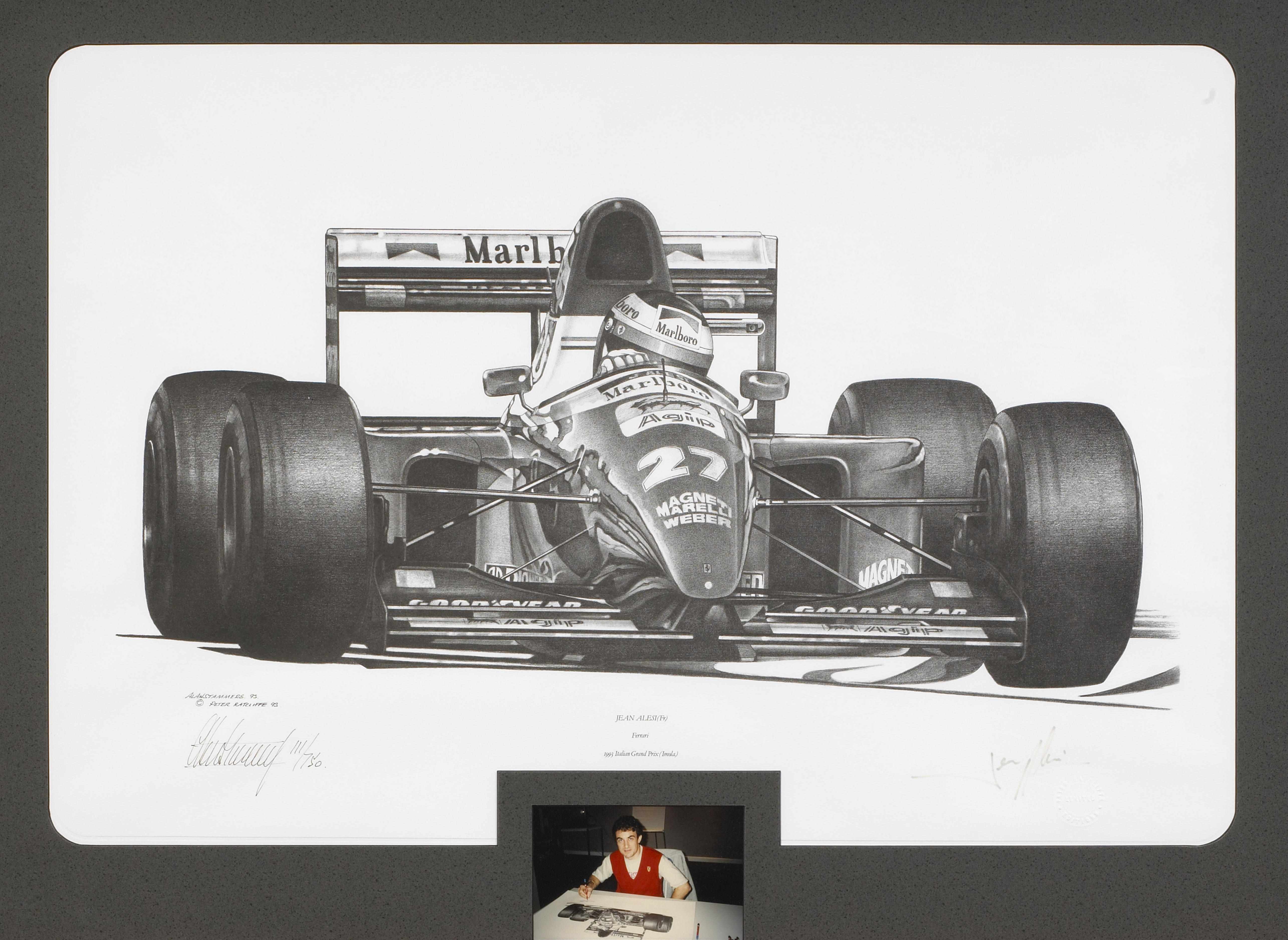 Appraisal: Ferrari Formula One Jean Alesi print after Alan Stammers signed