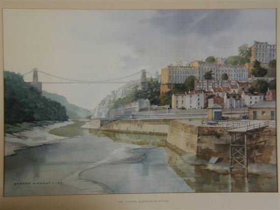 Appraisal: Esmond Rideout Clifton Suspension Bridge signed watercolour h w in