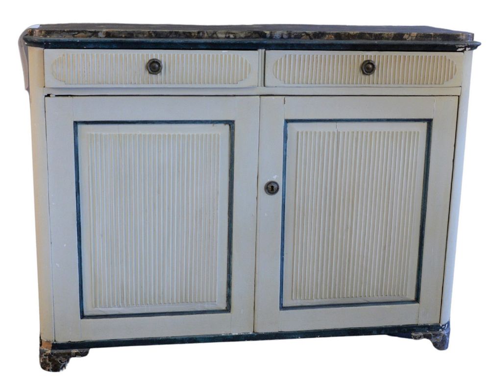 Appraisal: Continental Cabinet having faux marble top over two drawers over