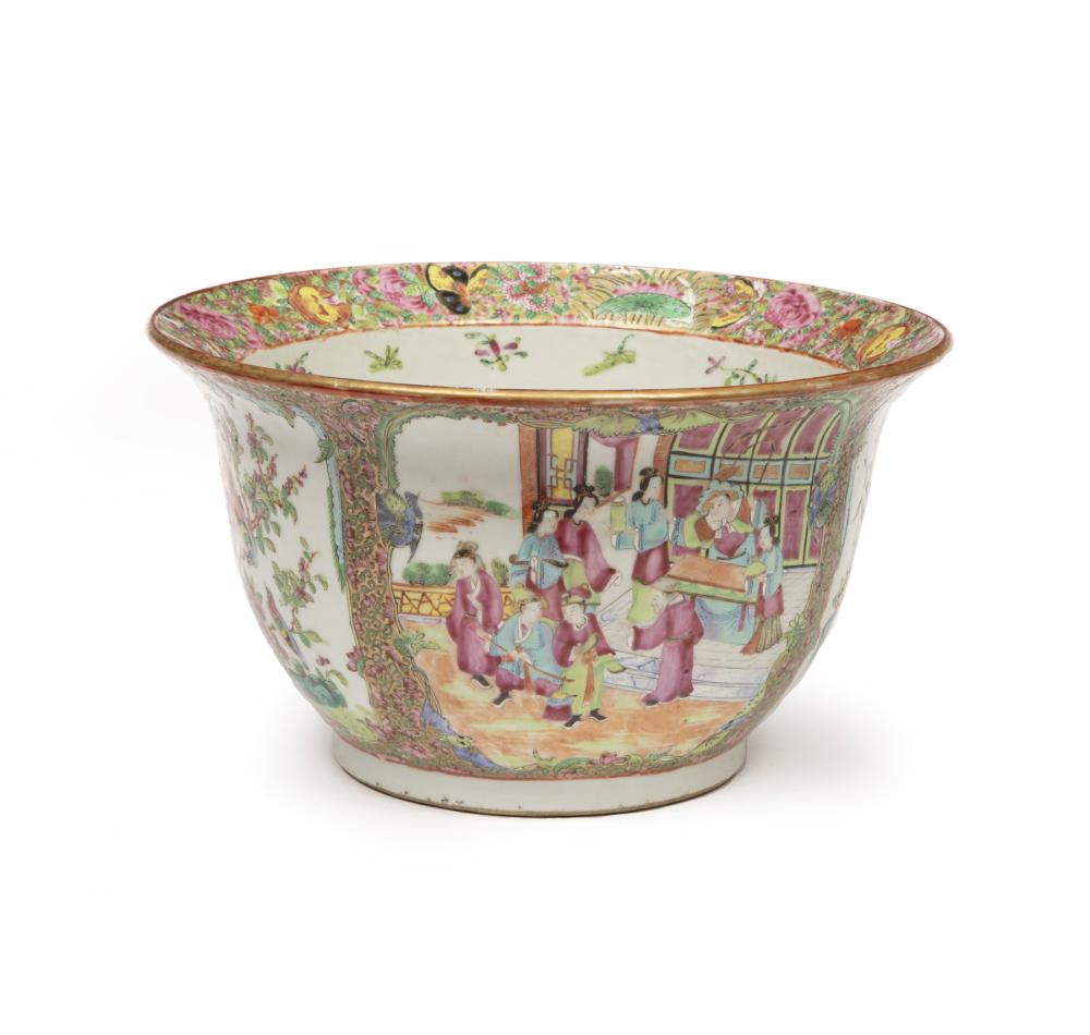 Appraisal: Chinese Export Famille Rose Porcelain Cachepot or Jardiniere late th