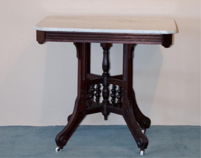 Appraisal: Victorian Eastlake Marble Top Table H x W x D