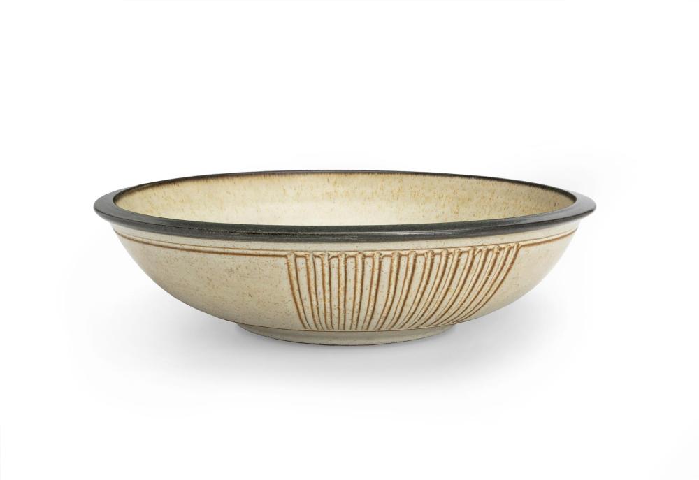 Appraisal: Harrison McIntosh - American Shallow center bowl Ceramic with off-white