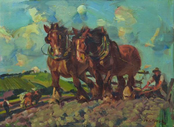 Appraisal: HAROLD SEPTIMUS POWER - Ploughing oil on canvas board HAROLD