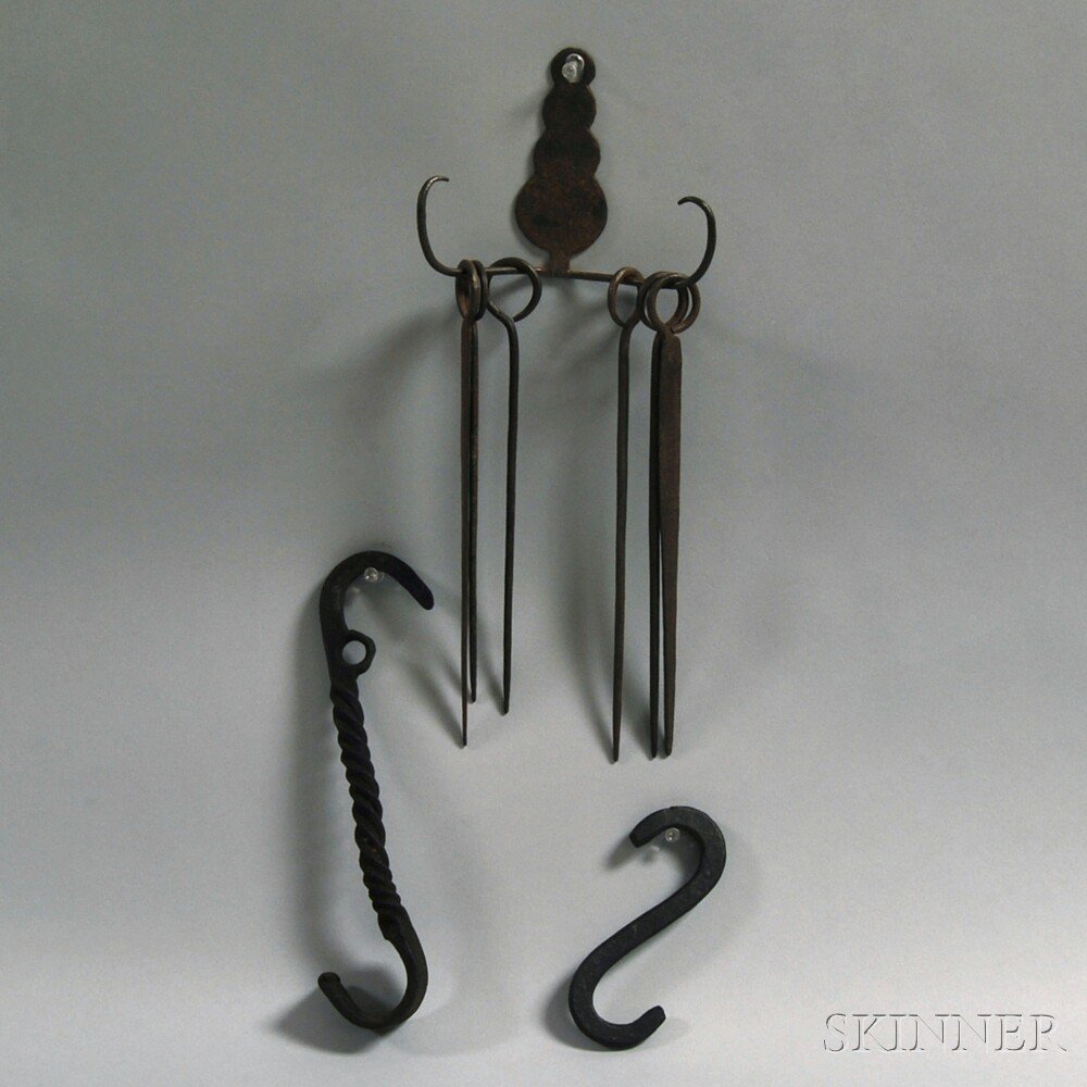 Appraisal: Group of Iron Hooks and Skewers th century a large