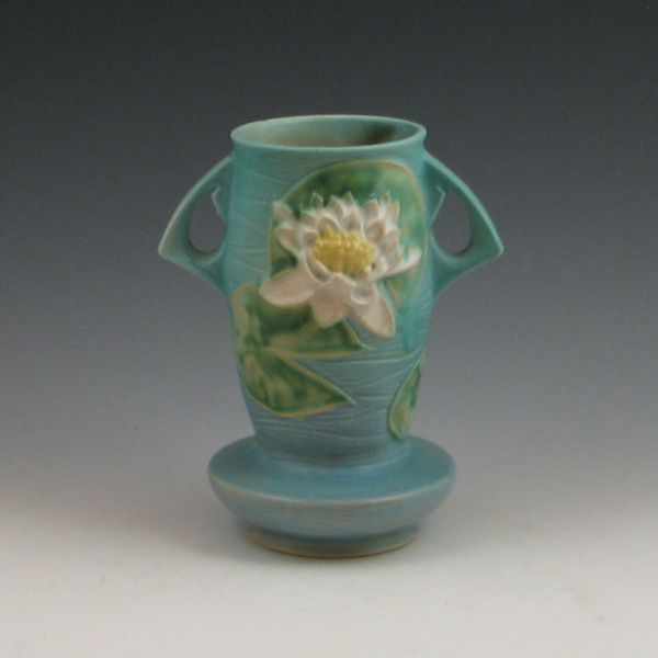 Appraisal: Roseville Water Lily vase in blue Marked Roseville USA -