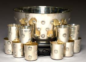 Appraisal: MEXICAN STERLING SILVER PUNCH SET Very unusual and large Mexican