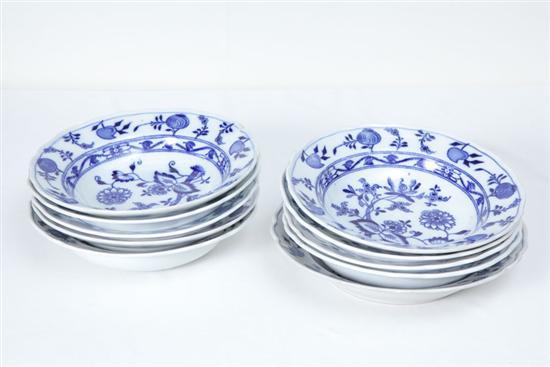 Appraisal: TEN MEISSEN SOUP PLATES Blue Onion pattern all marked Meissen