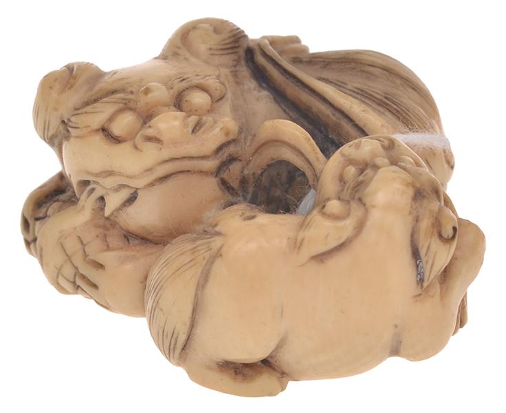 Appraisal: JAPANESE MEIJI IVORY NETSUKE OF SHI SHI