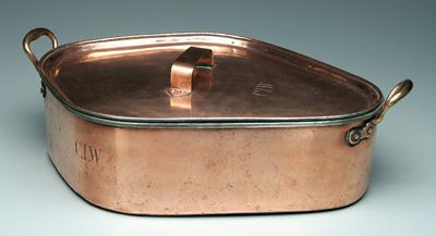 Appraisal: Lidded copper cooker kite shaped tin lined probably for turbot