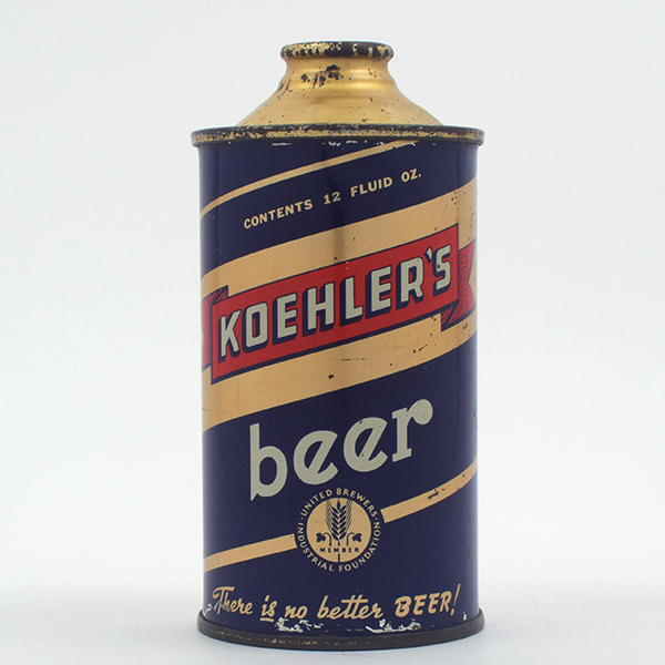 Appraisal: Koehlers Beer Low Profile Cone Top - Reference USBC -