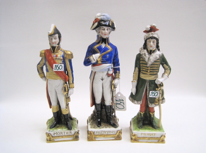 Appraisal: THREE GERMAN NAPOLEONIC PORCELAIN FIGURINES Joachim Murat - H Francois