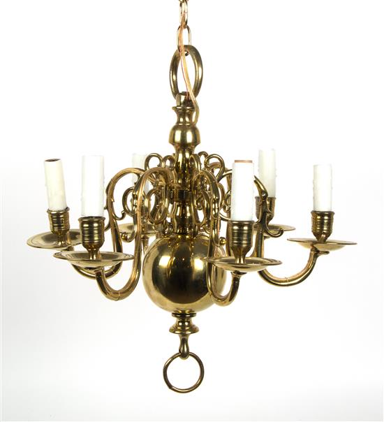 Appraisal: Sale Lot A Continental Six-Light Brass Chandelier -