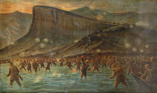 Appraisal: Artist Unknown th Century Anzac Troops Landing at Gallipoli coloured