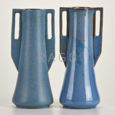 Appraisal: FULPER Pair of two-handled Vasekraft vases one in Crystalline glaze