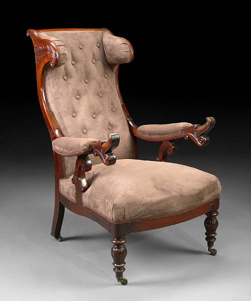 Appraisal: A Louis Philippe carved mahogany fauteuil second quarter th century