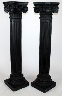 Appraisal: Pair of black Corinthian capped columns Pair of fibreglass black