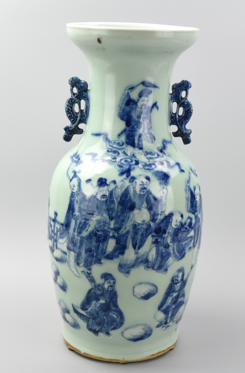 Appraisal: CHINESE CELADON B W VASE W FIGURES TH C A